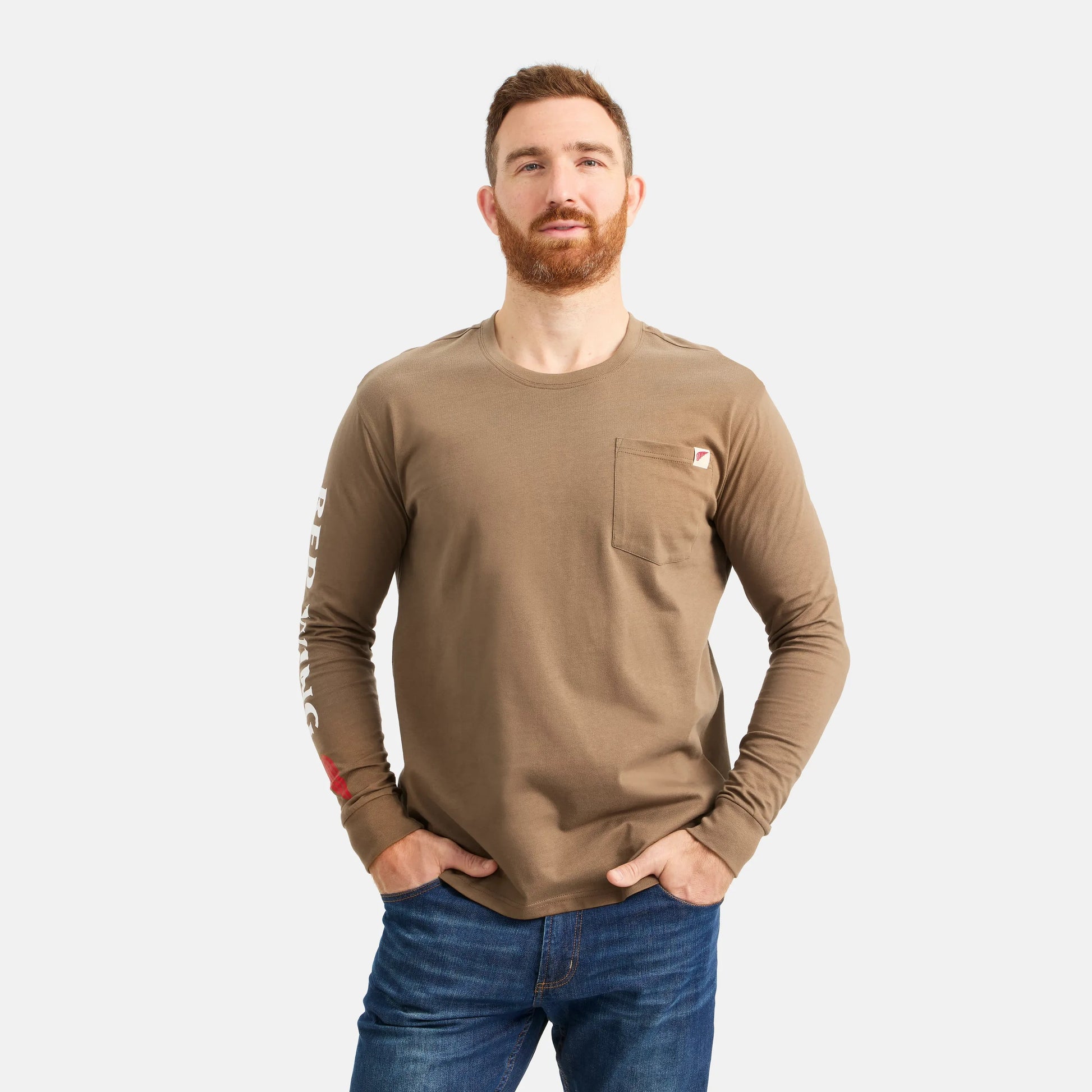 Long Sleeve Classic Pocket Tee in Brown - Red Wing Shoes Men|Apparel