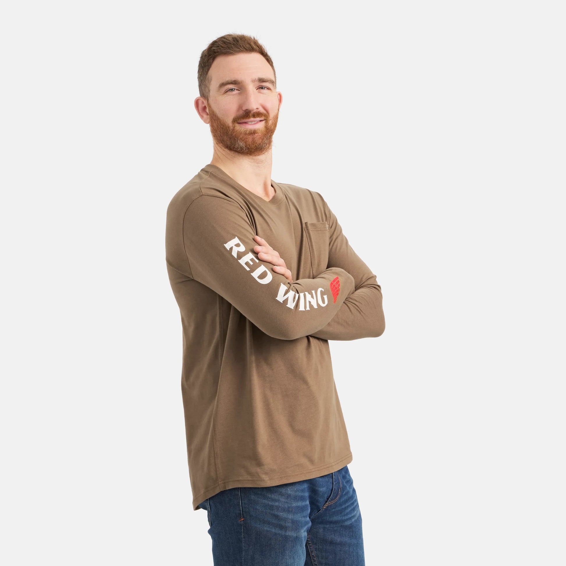 Long Sleeve Classic Pocket Tee in Brown - Red Wing Shoes Men|Apparel