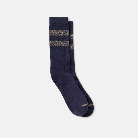 Unisex Wool Blend Striped Crew Socks in Navy/Tan | Red Wing Heritage 97676 - Red Wing Shoes Apparel